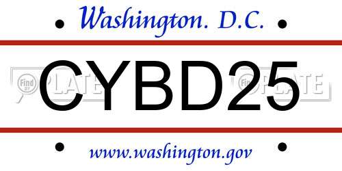 CYBD25 District Of Columbia License Plate