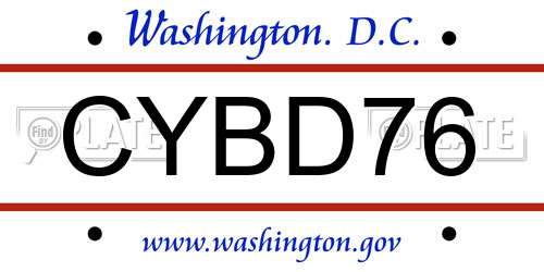 CYBD76 District Of Columbia License Plate