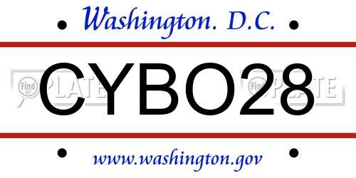 CYBO28 District Of Columbia License Plate