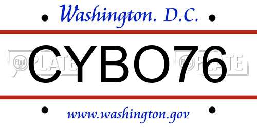 CYBO76 District Of Columbia License Plate