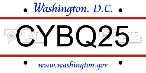 CYBQ25 District Of Columbia License Plate