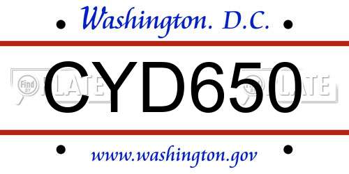 CYD650 District Of Columbia License Plate