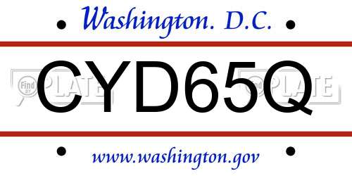 CYD65Q District Of Columbia License Plate