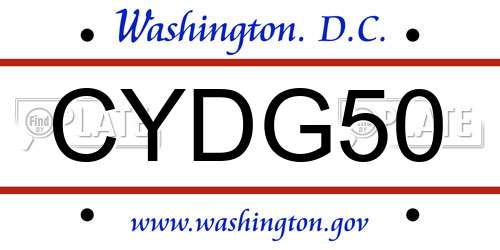 CYDG50 District Of Columbia License Plate