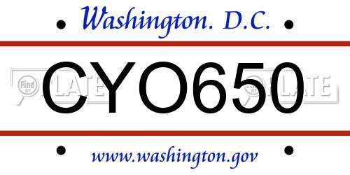 CYO650 District Of Columbia License Plate