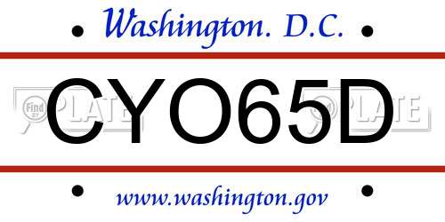 CYO65D District Of Columbia License Plate