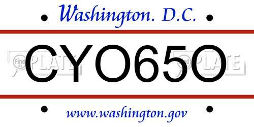 CYO65O District Of Columbia License Plate