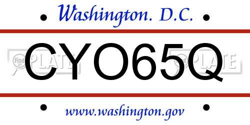 CYO65Q District Of Columbia License Plate