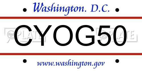 CYOG50 District Of Columbia License Plate