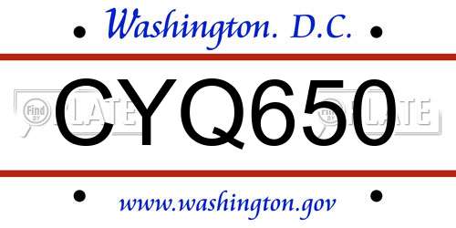 CYQ650 District Of Columbia License Plate