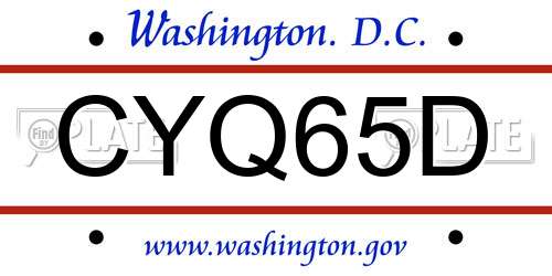 CYQ65D District Of Columbia License Plate