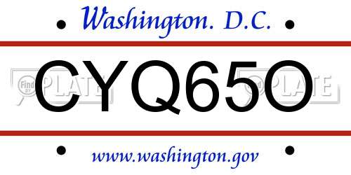 CYQ65O District Of Columbia License Plate
