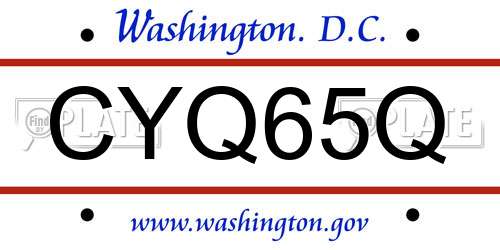 CYQ65Q District Of Columbia License Plate