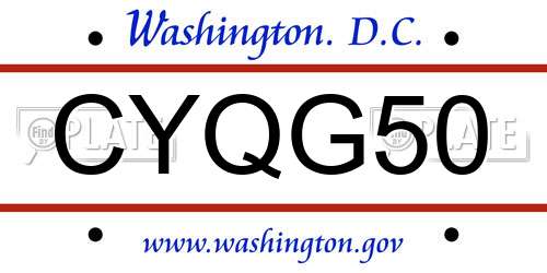 CYQG50 District Of Columbia License Plate