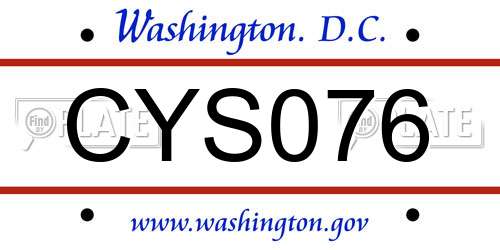 CYS076 District Of Columbia License Plate