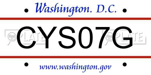 CYS07G District Of Columbia License Plate