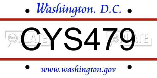 CYS479 District Of Columbia License Plate