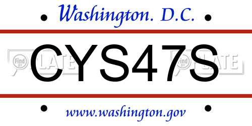 CYS47S District Of Columbia License Plate