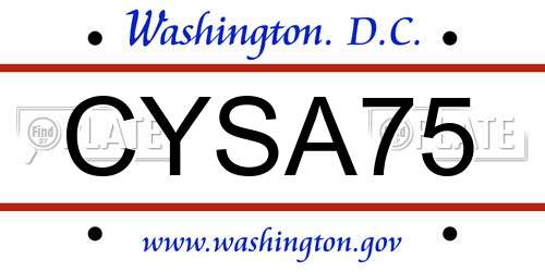 CYSA75 District Of Columbia License Plate
