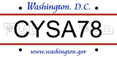CYSA78 District Of Columbia License Plate