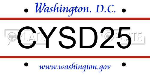 CYSD25 District Of Columbia License Plate