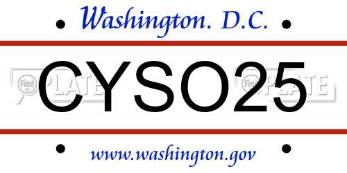 CYSO25 District Of Columbia License Plate