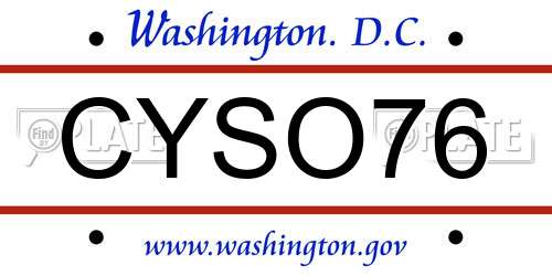 CYSO76 District Of Columbia License Plate
