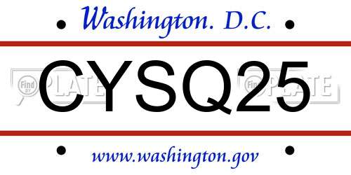 CYSQ25 District Of Columbia License Plate