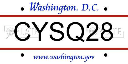 CYSQ28 District Of Columbia License Plate