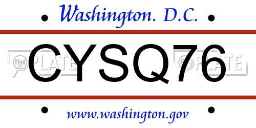 CYSQ76 District Of Columbia License Plate