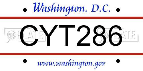 CYT286 District Of Columbia License Plate