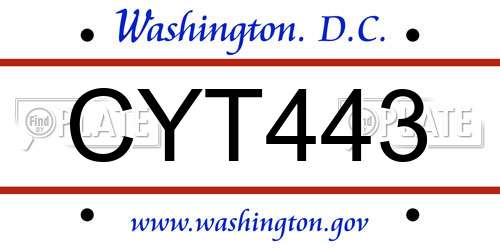 CYT443 District Of Columbia License Plate