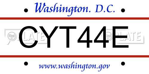 CYT44E District Of Columbia License Plate