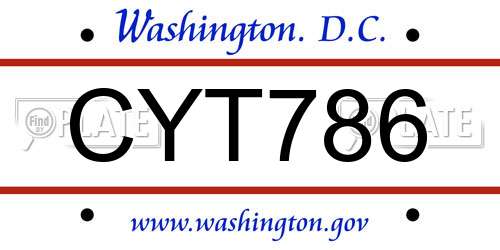 CYT786 District Of Columbia License Plate
