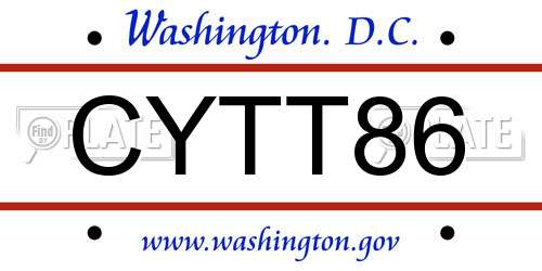 CYTT86 District Of Columbia License Plate