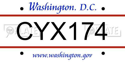 CYX174 District Of Columbia License Plate