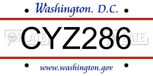 CYZ286 District Of Columbia License Plate