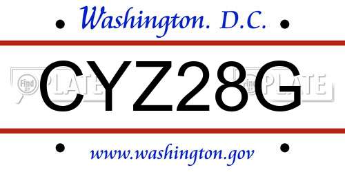 CYZ28G District Of Columbia License Plate