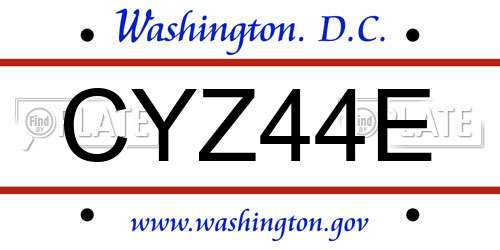CYZ44E District Of Columbia License Plate