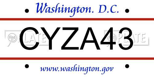 CYZA43 District Of Columbia License Plate