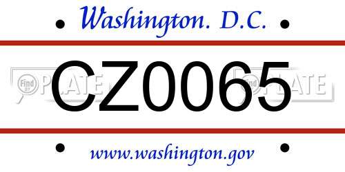CZ0065 District Of Columbia License Plate