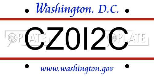 CZ0I2C District Of Columbia License Plate