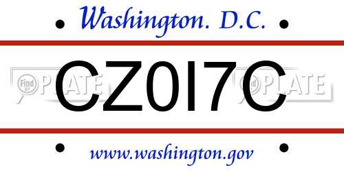 CZ0I7C District Of Columbia License Plate
