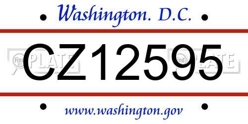 CZ12595 District Of Columbia License Plate