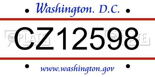 CZ12598 District Of Columbia License Plate