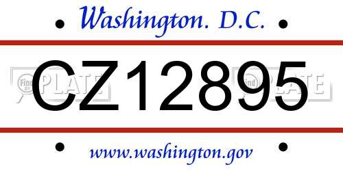 CZ12895 District Of Columbia License Plate