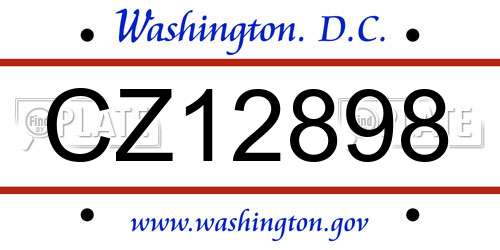 CZ12898 District Of Columbia License Plate