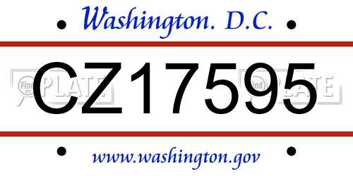 CZ17595 District Of Columbia License Plate