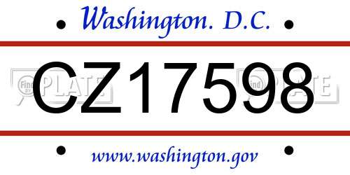 CZ17598 District Of Columbia License Plate