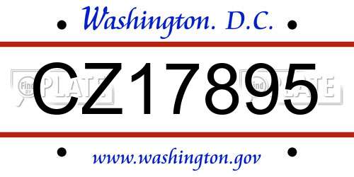 CZ17895 District Of Columbia License Plate